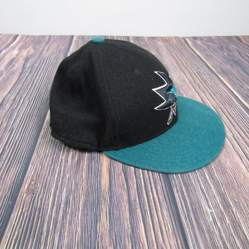 New‎ Era Hat Men 7 1/8 Black Teal San Jose Sharks 59FIFTY Fitted NHL Wool Cap